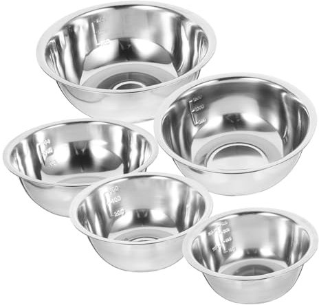 Alipis 5pcs Stainless Steel Mixing Bowls Kitchen Salad Bowl Scale for Food Storage and Serving