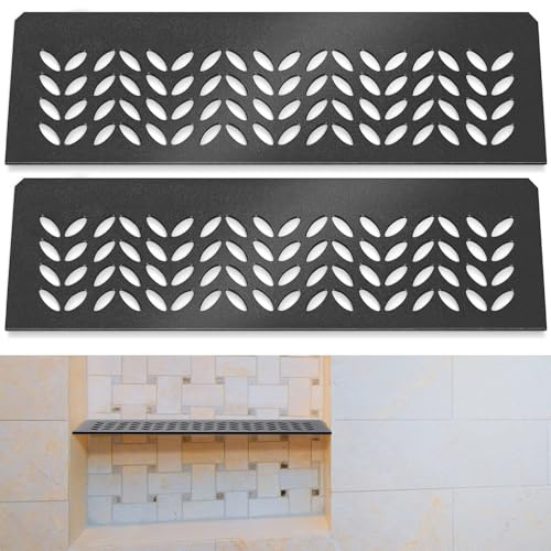 Teenyyou 2 Pcs Aluminum Shower Niche Rectangular Shelf Black 5/32/ 4 mm Thick, Petal Design, Matte Black Finish for 12 Prefabricated Niches, Fits 5/32 Grout Line
