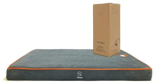 Whoopub Hard-Wearing Orthopedic Dog Bed for Crate, 29x18 Inch, Made of Memory and HR Foam, Two-Sided Use, Providing Soft and Relatively Hard Support, with an Extra Inner Waterproof Protector (Gray)