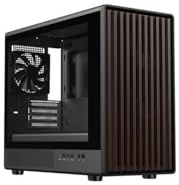 DIYPC DIY-mATX06-Wood Black USB3.0 /Type C Micro ATX Mid Tower Gaming Computer Case w/Tempered Glass Side Panel and Walnut Wood Front Panel / 4 x PWM Fans Pre-Installed