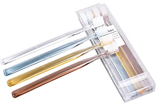 FRCOLOR 8 Piezas Cepillos de Dientes de Pelo Suave Cajas Cepillos Transparentes para Viaje y Uso Casa