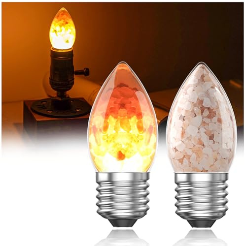 Lustaled E27 LED Glühbirnen Warmweiss 2200K 3W, Himalaya Salzlampe (Punjab Pakistan), C35 Warm Amber Vintage Glühbirne, nicht dimmbar Nachtlicht lampe für Stimmung/Dekorative Beleuchtung-2pack