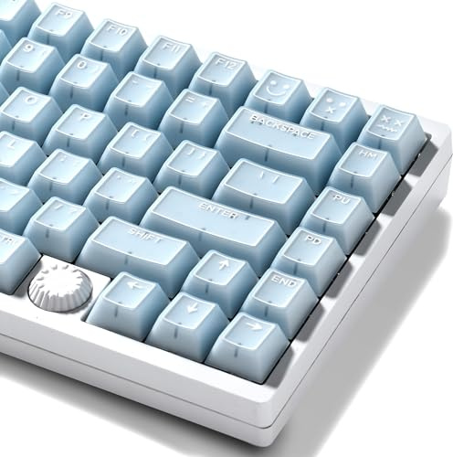 GMKWTL XVX Blue Jade Keycaps, Doubleshot PBT Keycap Sets 142 Keys, Cherry Profile Keyboard Keycaps Suitable for 60%/65%/75%/TKL/96%/100% Layout Mechanical Keyboard