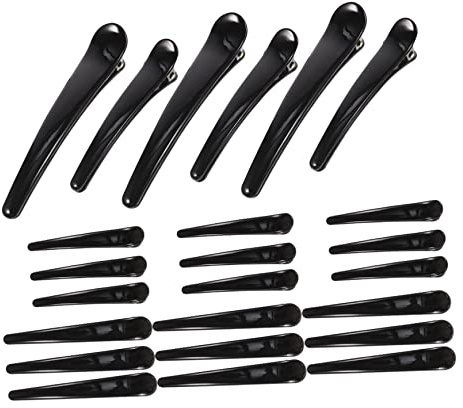 VILLFUL 24pcs Duckbill Clip Bright Black Pincer Hair Clips for Women Hairdressing Use