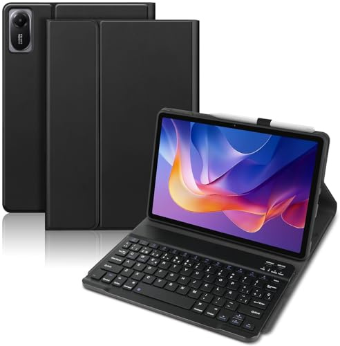 KTOITION Funda con Teclado para Xiaomi Redmi Pad 2 / Redmi Pad SE 11 2023 | Teclado Bluetooth magnético desmontable con Español Ñ, funda con portalápices, para Xiaomi Redmi Pad 2 11 2025 Negro