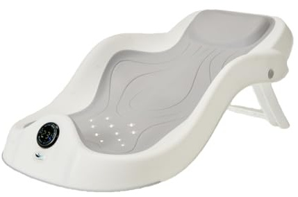 Baignoire intelligente pour bébé - avec indicateur de température, support de sécurité, fixation murale, matelas de bain pour nouveau-nés. Siège de bain ergonomique pour baignoires pour bébés (gris)
