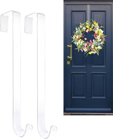 Tyinerc Support pour la porte d'entrée | Organiseur transparent sans trace | 2 crochets de porte | Pour Noël, extérieur, manteau d'Halloween, douche, fenêtre d'image, salle de bain