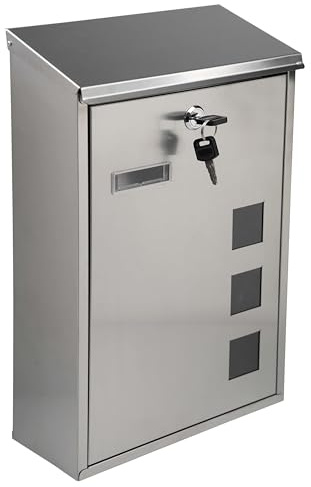 Crystals Letter Box Wall Mounted | Modern Post Box Mailbox | Post Letter Box for Home | Black Mail Box with 2 Keys | Easy To Install | Super Secure | Nameplate | Keep Your Mail Safe 25 X 40 X 10 cm