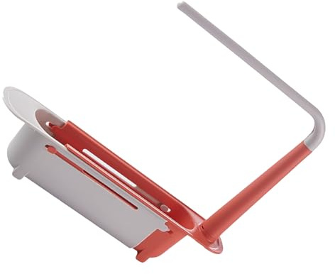 HELEVIA Diskbänksställ, Färgblock Infällbar Design med Ventilationsavloppshål, Lätt Att Rengöra Diskbänksarrangör för Multifunktionsförvaring i Kök (Rosa)