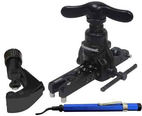 Mastercool 70058-A Exzenter-Bördelwerkzeug-Set – inklusive Fräser, Reibahle und Werkzeug – 1/4 Zoll bis 3/4 Zoll Schlauch – 45° SAE Flares – HVAC und Automotive