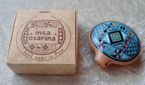 Ocarina tradicional de comercio justo Perú, color turquesa