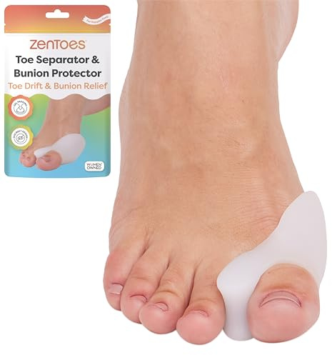 ZenToes Soft Gel Bunion Protector & Toe Separator, Premium Foot Care Cushion, Comfortable Support Padding for Relief During Walking, Discreetly Fits in Most Shoes, Pack of 4