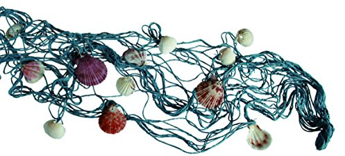 Out of the blue 830051 Blaues Fischnetz mit Muscheln circa 100 x 200 cm im Polybeutel zum Aufhängen