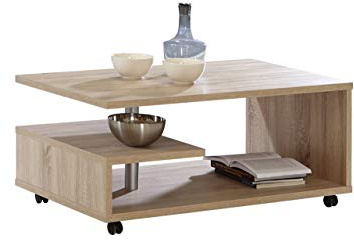 Forte BAILEY Couchtisch 100 110, moderner Sofatisch, Wohnzimmertisch, Holzwerkstoff, Sonoma Eiche Holzdekor, 105 cm breit x 60 cm tief x 45,6 cm hoch