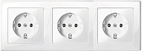 MERTEN M-SMART polarweiß glänzend (3x Steckdose m. Kinderschutz, 1x Rahmen 3fach)