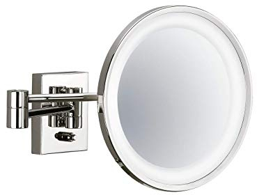 Decor Walther beleuchteter, großer Wandkosmetikspiegel, Nickel poliert, 3X Vergrößerung, BS 40 PL