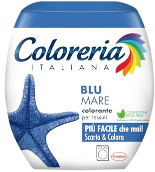 Coloreria Italiana Grey Fabric Dye for Washing Machine Clothes, Sea Blue, 1 Pack, 350 g