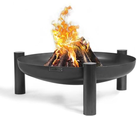 Cook King Palma Feuerschale Ø60cm - BBQ Feuerschalen für den Garten - Feuerstelle Outdoor & Feuertonne - Terrasenofen aus Legierter Stahl - Feuerkorb für den Garten - Mit Füße - 60x60x30cm