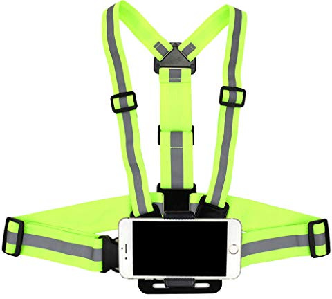 Supkeyer Cellphone Selfie Reflective Vest Chest Strap Mount Harness for Gopro Hero/iPhone 16 15 14 13 12 11Pro Max/Samsung LG Huawei for Outdoor Sports Running