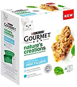 Purina Gourmet Nature's Creation cibo umido per gatti con pesce dell'oceano e tonno, 4 lattine da 85 g