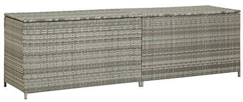 Tidyard Aufbewahrungsbox Auflagenbox Gartenbox aus Poly Rattan Mit Gasdruckfeder einfachen Öffnen Schließen Aufbewahrungstruhe Gartentruhe Geräteboxfür Mit Stauraum Tischtruhe,200 x 50 x 60 cm