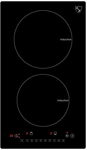 K&H 2 Burner 12 Inch Built-in Induction Electric Stove Top Ceramic Cooktop 120V 1800W INDV-1802-120