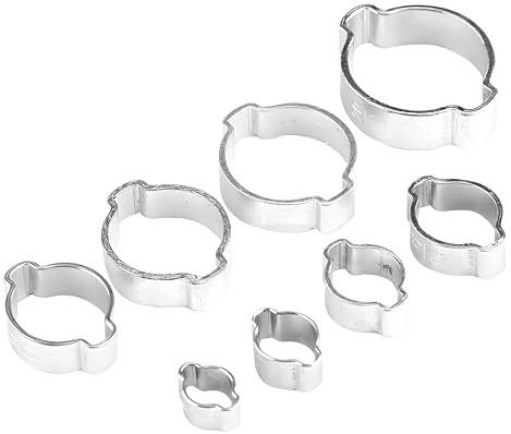 Fascette Stringitubo Morsetto 10 Pezzi Due Orecchio Fascette Ferro Zincato Stringitubo Set di Fascette Assortimento di 7 Misure 5-23mm per Stringi Tubo Tubature Carburante(20-23mm)