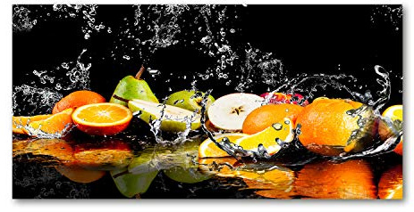 Tulup Glas-Bild Wandbild aus Glas - Wandkunst - Wandbild hinter gehärtetem Sicherheitsglas - Dekorative Wand für Küche & Wohnzimmer 120x60 - Essen & Getränke - Obst Wasser - Mehrfarbig