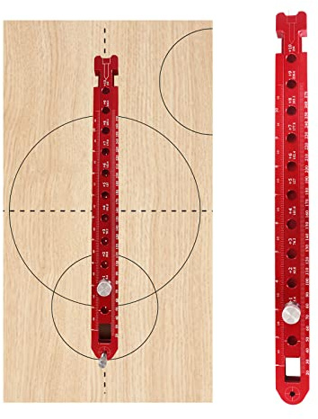 Escriber de brújula de carpintería de aleación de aluminio, ajustable métrico/pulgadas de dibujo redondo círculo regla de marcado calibre herramientas de medición (340 mm)