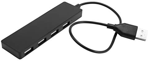 Jufjsfy Ultra Plano USB Hub 4-Puertos USB 2.0 Hub Negro