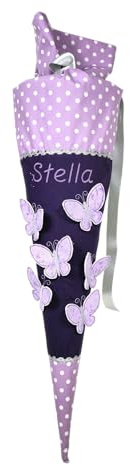 Schultüte Schmetterling lila aus Stoff flieder mit Name personalisiert Schmetterlinge Mädchen