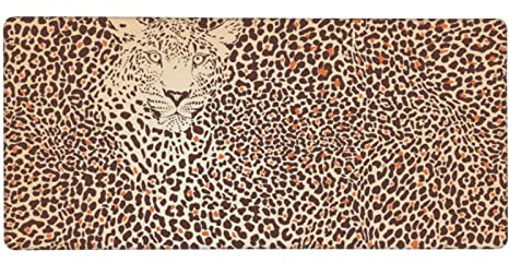 Lustiges Mauspad mit Leopardenfell-Motiv, rutschfeste Gummiunterseite, genähte Kanten, für Gaming, Büro, Computer, PC, Damen und Herren, 40,6 x 90,2 cm