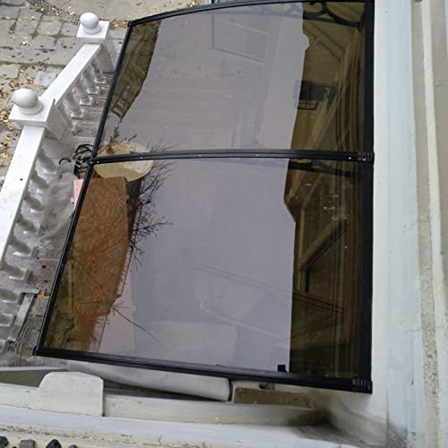 Marquesina para Puertas y Ventanas,Toldo para Puerta de Casa Tejadillo de Protección Lluvia Exterior Marquesina de Techo Toldo Cubierta de Policarbonato Sombra,Techo (80X320cm/31inX126in,80cm)