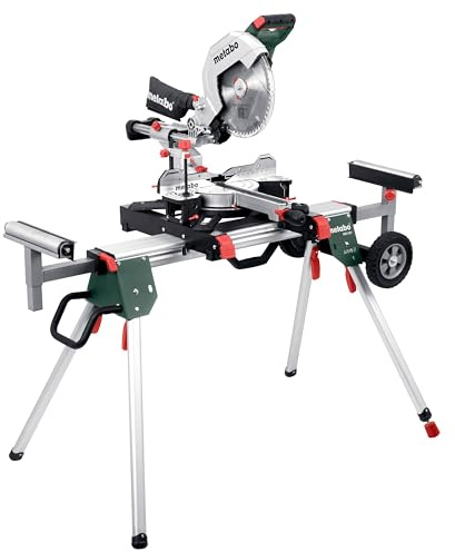metabo Kappsäge KGS 305 M - 2000 W, 305 mm Sägeblatt - LED-Laserschnittführung, beidseitige Neigung, präzise, leistungsstark und mobil für professionelle Anwendungen - Inkl. KSU 251 Maschinenständer
