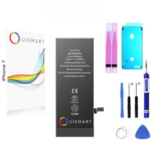 OUISMART® KIT Batterie pour IPHONE (avec Kit Outils + Adhésif + Joint D'étanchéité, iPhone 7)