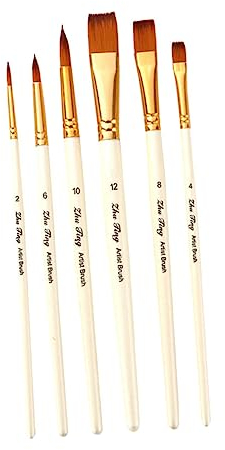 EXCEART 6stücke Teiliges Pinselset Mit Hochwertigem Nylonhaar Profi Malerpinsel Für Aquarellmalerei Langlebig Bruchfest Ergonomischer Holzgriff Für Präzises Zeichnen Und Malen