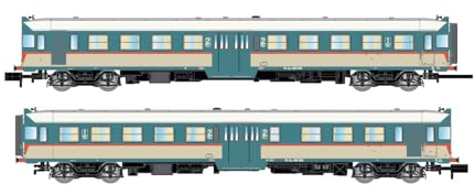 FS ALn 668 3100er-Reihe Dieseltriebwagen, 2 Stück, mit 1 Doppeltür, Originallackierung, gewölbte Fenster, Epoche IV, DCC-Sound