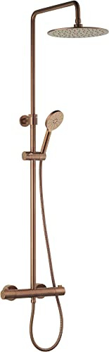 Ben Lavion 250 Cool Duscharmatur mit 4 Strahlarten Ø25 cm - Kupfer 15.00 cm - Messing Regendusche Duschset mit Duschkopf Duschsystem Duschgarnitur