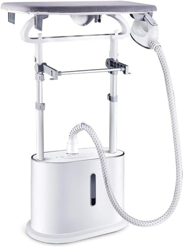 CHIPEL Plancha a vapor vertical profesional, doble polo, estirable, tanque de agua de 70 onzas, tabla de planchar incorporada, colgador de ropa, 1800 W, hogar, elimina arrugas
