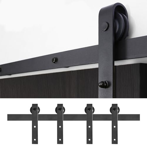 LILIIN Juego de herrajes para puerta corredera de 366 cm, sistema de puertas correderas de acero al carbono, riel colgante, juego de herrajes para puertas de 35 mm a 45 mm de grosor