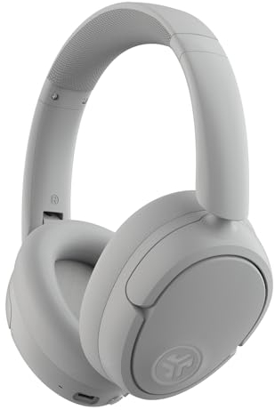 JLab JBuds LUX ANC Smart Active Noise Cancelling Headphones - Wireless Over Ear Headphones with Microphone, 70+ H Playtime Foldable Bluetooth Earphones with Multipoint & Customisable Sound, White