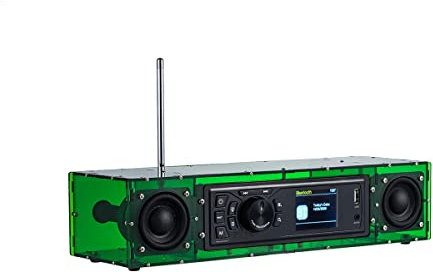 AOVOTO ALK103-TFT FM/DAB Radio Kit Fai Da Te (DIY) con Custodia in Acrilico, Set DIY DAB+/FM con Modalità Sveglia & Display TFT & Altoparlante Stereo (verde)