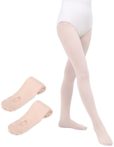 MYSSUCI Lot de 2 Collant Danse Classique Fille Femmes 90 Denier Legging Danse Fille avec Trous pour Ballet, Yoga, Gymnastique (Rose,XS)