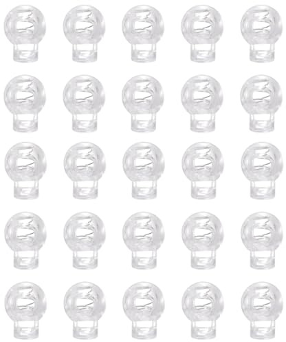 25 Pieces Clear Round Ball Cord Locks Toggles, Spring Cord Lock Single Hole Elastic Cord Adjuster, Spring Loaded Cord Lock, End Spring Toggle Stopper for Drawstrings Use in Shoelace, Bags, Clothing