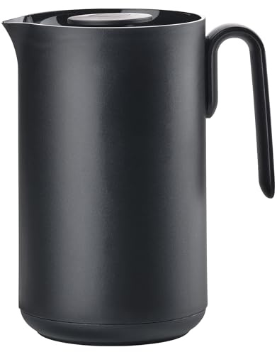 Zone Denmark Singles Isolierkanne – Thermoskanne mit innenliegendem Glaseinsatz – Warmhaltekanne für Kaffee und Tee – 1 Liter – Schwarz