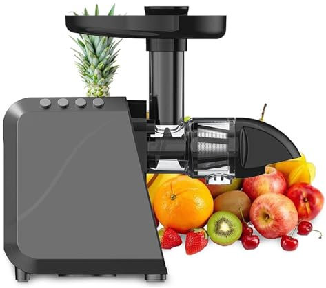 250W Slow Juicer Machine, Cold Press Masticating Juicers - Quiet Motor & Reverse Function, Easy to Clean Juice Extractor, Quiet Motor & Reverse Function - Overheat Protection