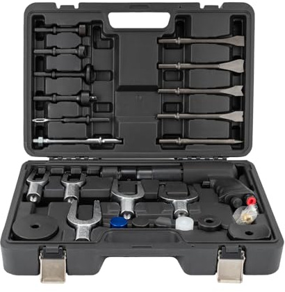 Drucklufthammer-Set, multifunktional, 24-teilig, Pneumatischer Hammer 2100 BPM, Hochleistungs-Lufthammer-Meißel-Set, Vibrationsschlag-Drucklufthammer, Meißel, Schraubenlöser-Werkzeug-Set mit Trageta