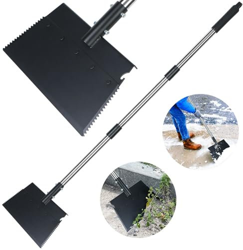 WBCBEC Pala da neve multifunzionale per la pulizia del giardino, pala piatta da neve, 122 cm, regolabile, strumento per la rimozione del ghiaccio per strada, strumento per vanga all'aperto per