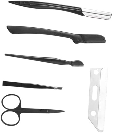 Healeved 1set Strumenti Per La Delle Sopracciglia Rasoio Per Sopracciglia Pettine Pinzette e Modellatore Accessori Makeup Per Donne Pratico e Portatile Inossidabile Nero