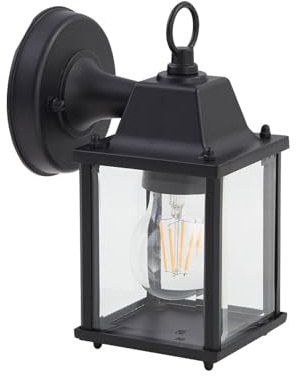 Lindby Wandleuchte außen (Laterne) Rurik (spritzwassergeschützt (Landhaus, Vintage Rustikal) in Schwarz aus Aluminium (1 flammig E27) - Außenwandleuchten Wandlampe Led Außenlampe Outdoor